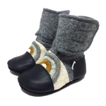 Wool Booties: Rainbow Embroidered 0-6M