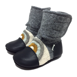 Wool Booties: Rainbow Embroidered 0-6M